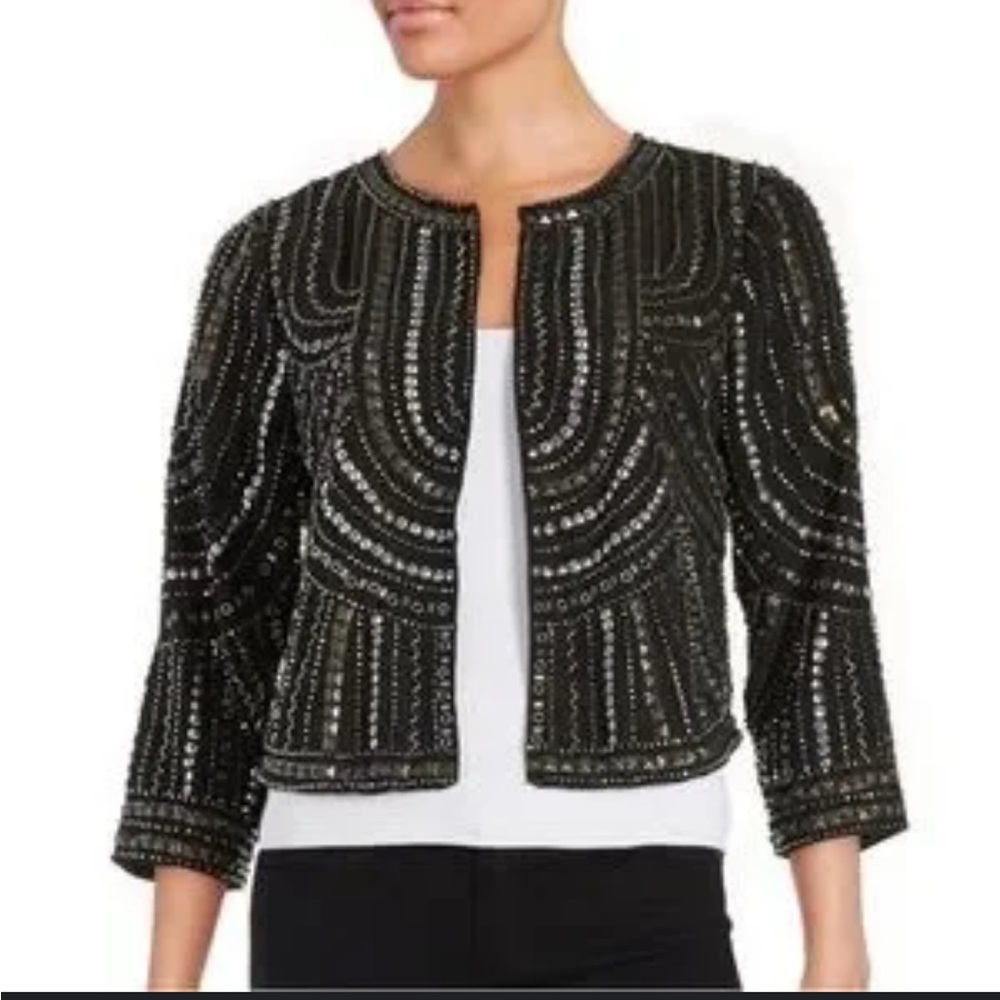 Black Beaded Blazer Evening Jacket